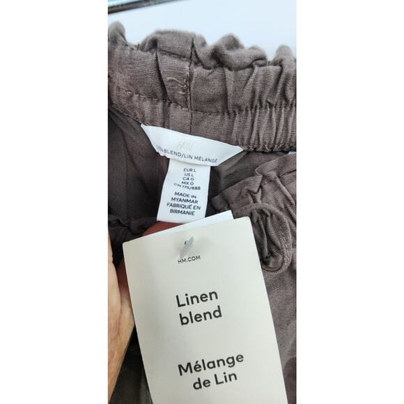 New NWT Wide Leg Linen Blend Pants Brown Size Large - Picture 7 of 8